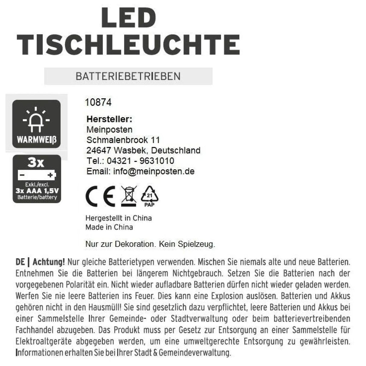 Lampe Leuchte kleine Tischleuchte LED Camping dimmbar tragbar batteriebetrieben - Campinglampe