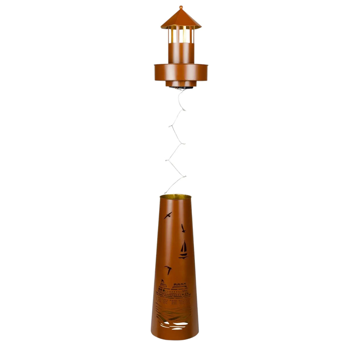 Leuchtturm LED Rostoptik Pflanzturm Pflanzschale Maritim Gartenbeleuchtung 80x20 cm - Leuchtturm