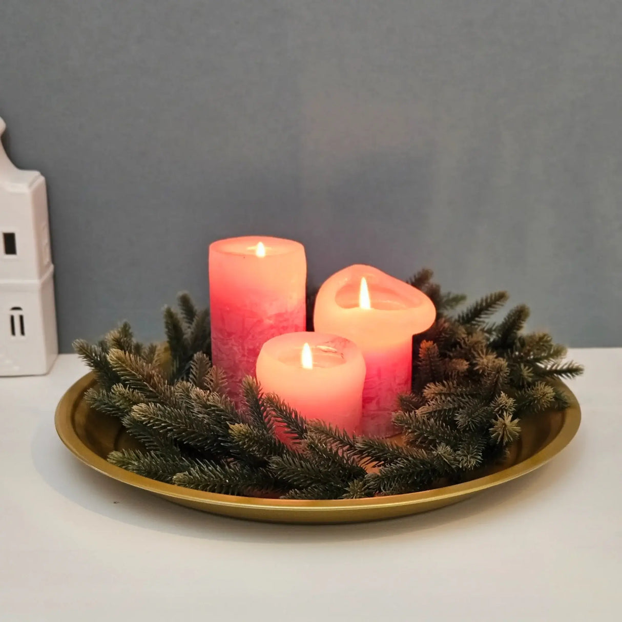 Metallteller Dekoteller rund Gold 36 cm Kerzenteller Kerzentablett Adventsteller B-Ware - Dekoteller