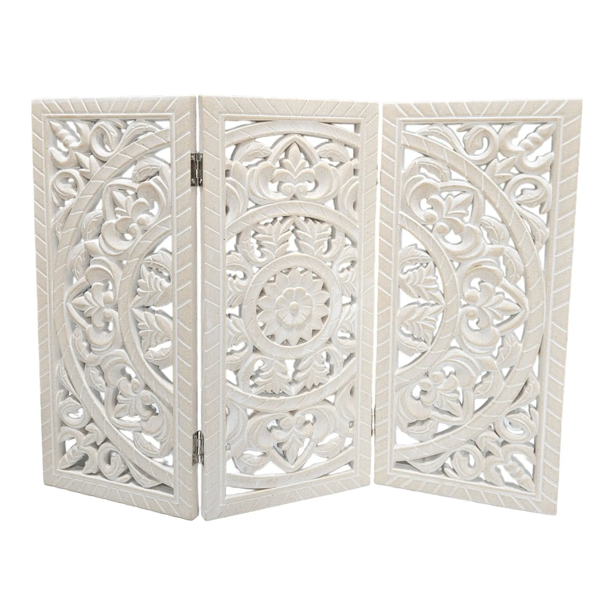 Ornament Holzbild Wandornament Holz shabby weiß Landhaus Dekoration Mandala Deko - Lia (60 x 45 cm) - Wandornament