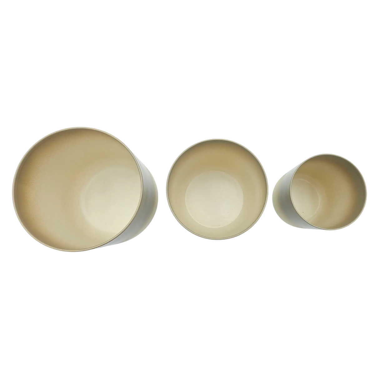 Pflanztopf Übertopf Blumentopf 3er Set Metalltopf creme beige rund Pflanzenübertopf - Übertopf