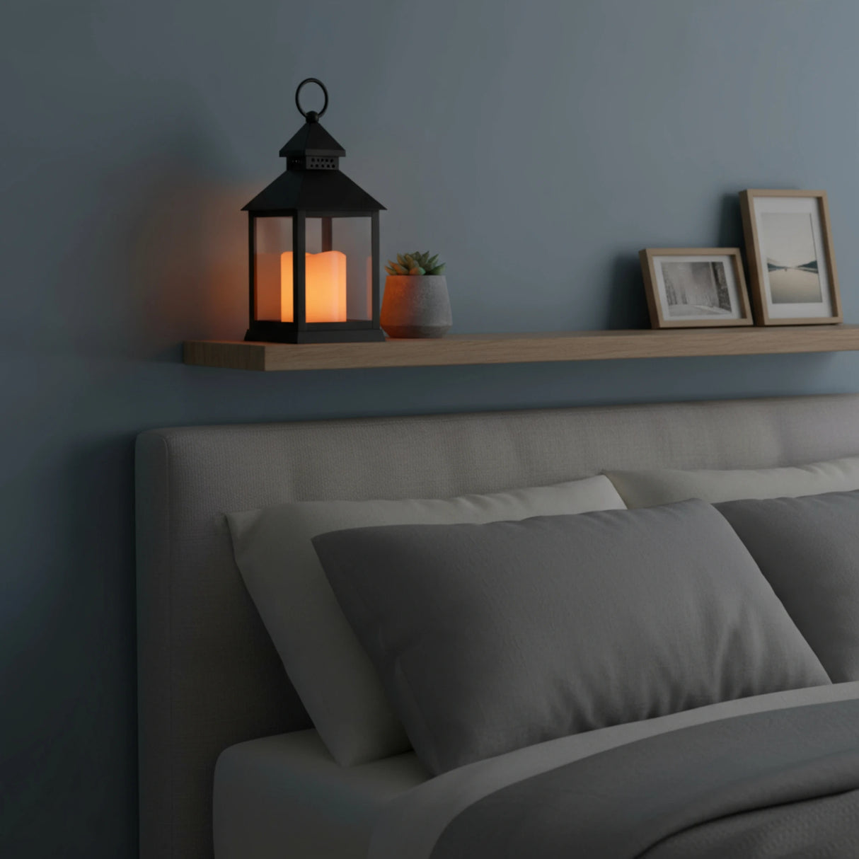 Laterne LED mit Timer batteriebetrieben flackerndes Licht Windlicht schwarz Deko