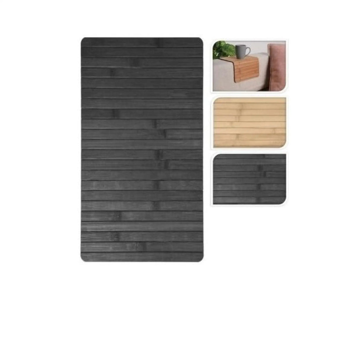 Sofatablett flexibel Bambustablett Bambus Natur anthrazit Armlehnen Schoner - Serviertablett