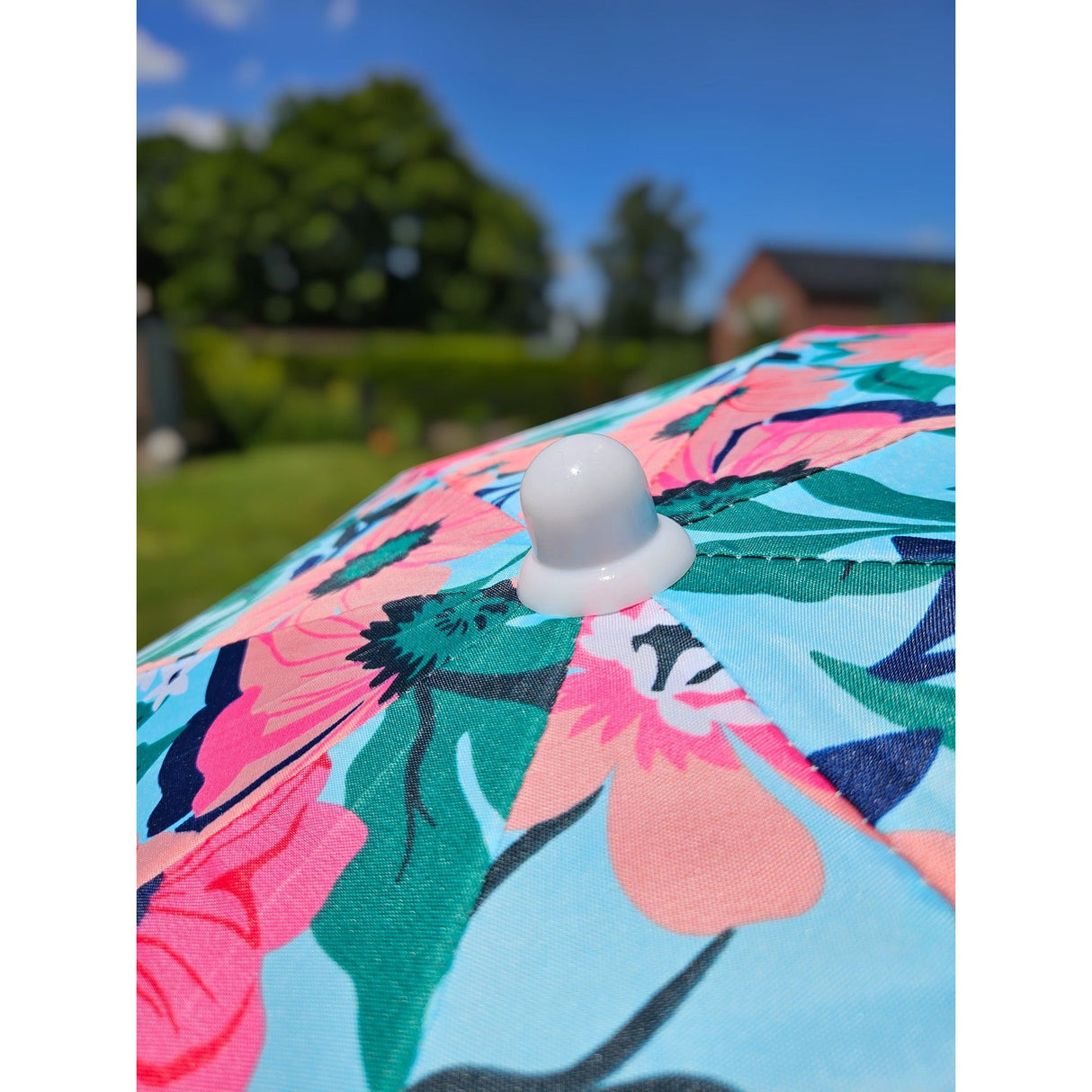 Sonnenschirm Strandschirm Schirm UV Schutz mit Tasche Fransen Blumen Ø 155 cm