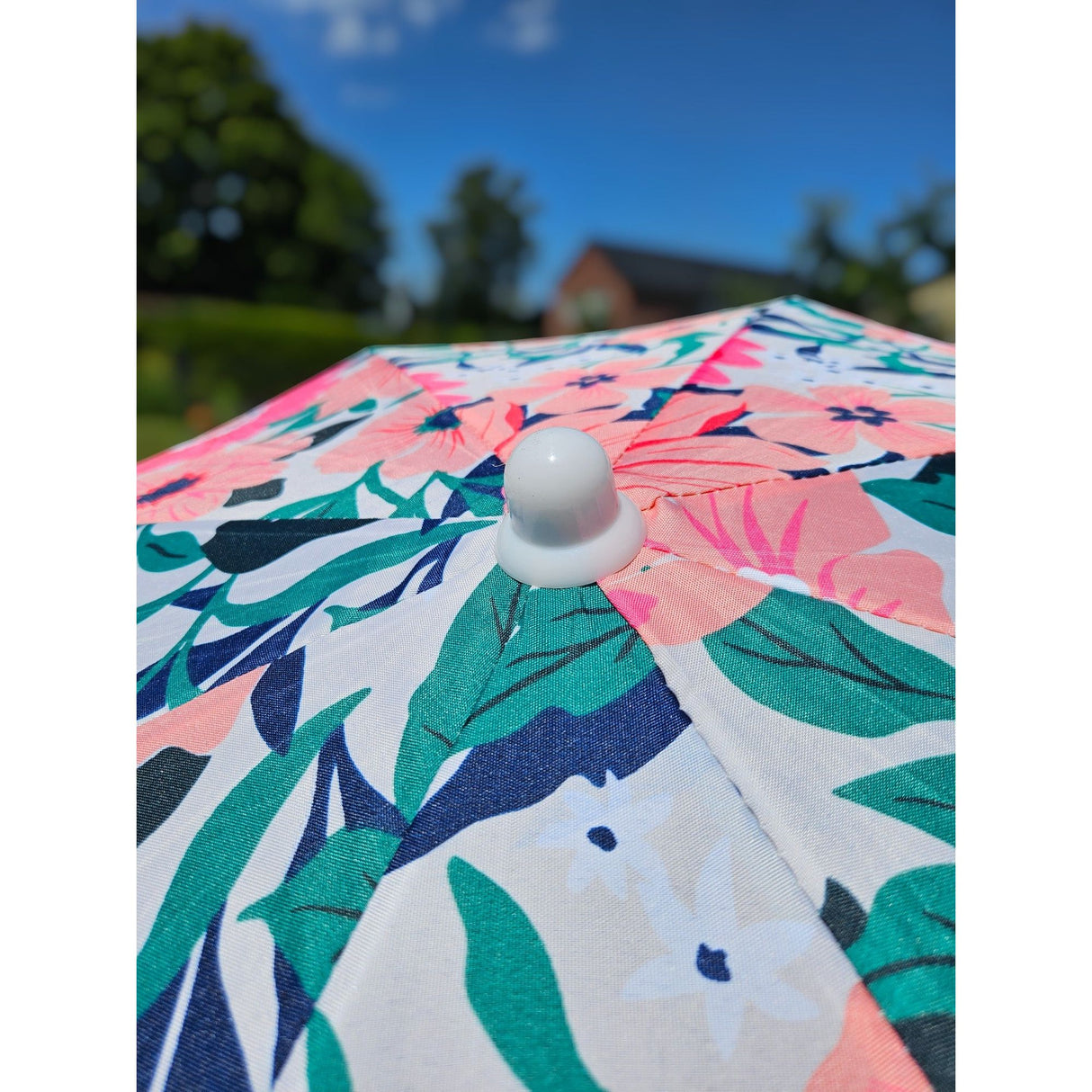 Sonnenschirm Strandschirm Schirm UV Schutz mit Tasche Fransen Blumen Ø 155 cm