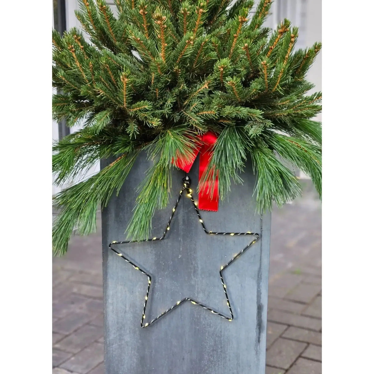 Stern LED warmweiß Weihnachtsstern Metall schwarz Metallstern Batterie Timer Ø 30 cm - Weihnachtsstern