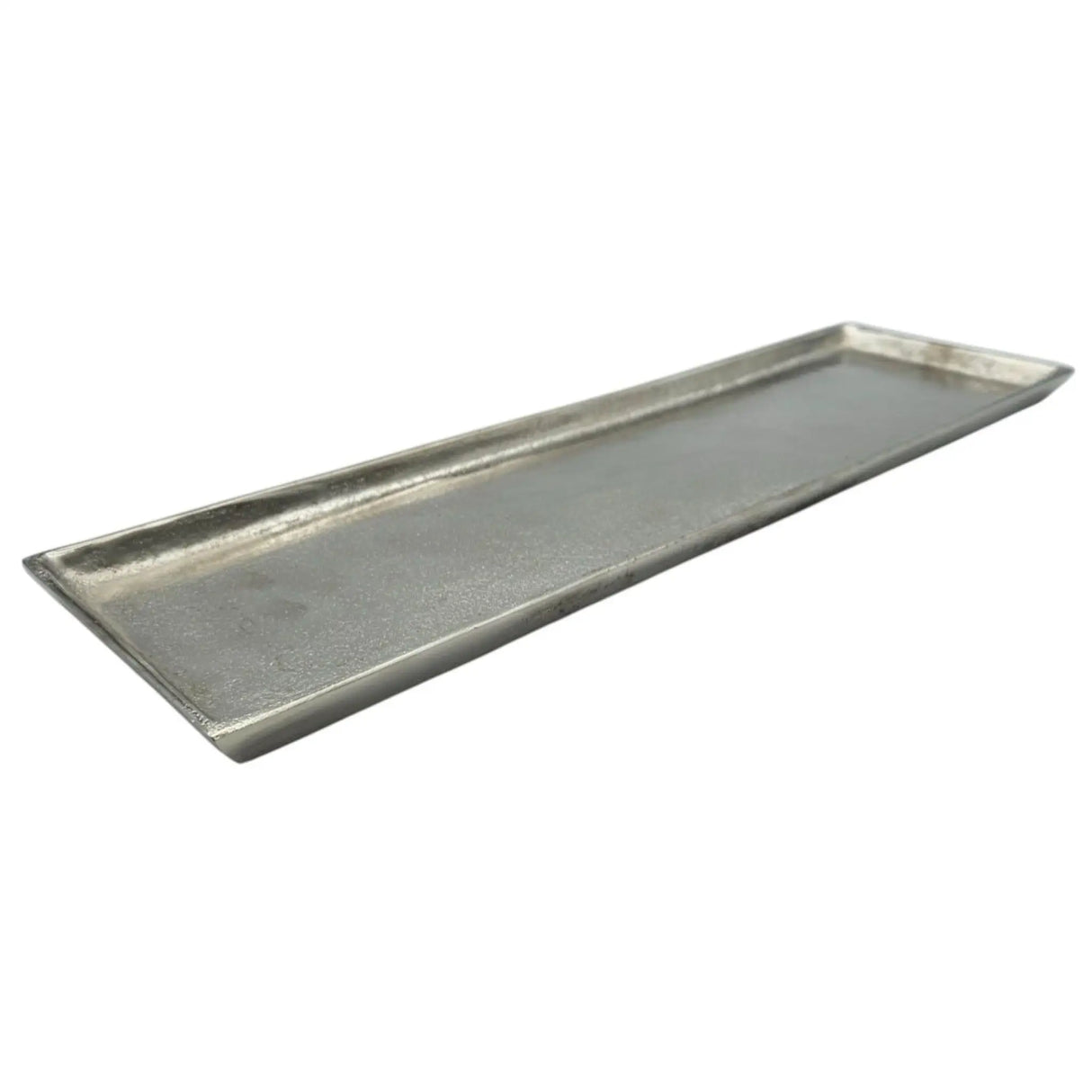 Tablett Deko Metall 44x13 cm silber Kerzentablett Dekotablett Dekoschale rechteckig - Dekotablett
