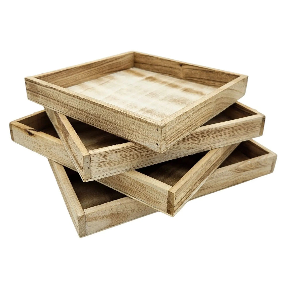 Tablett Holztablett 26x26 braun Natur Dekotablett rechteckig Kerzentablett - Set alle 4 - Dekotablett