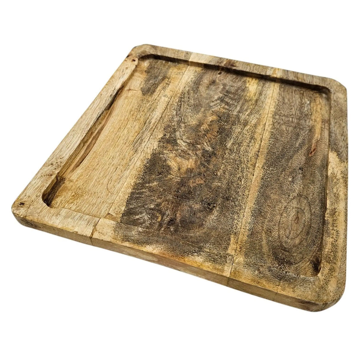 Tablett Mangoholz Holztablett Mango Holz Teller Deko braun hellbraun 24x24 cm - Holztablett