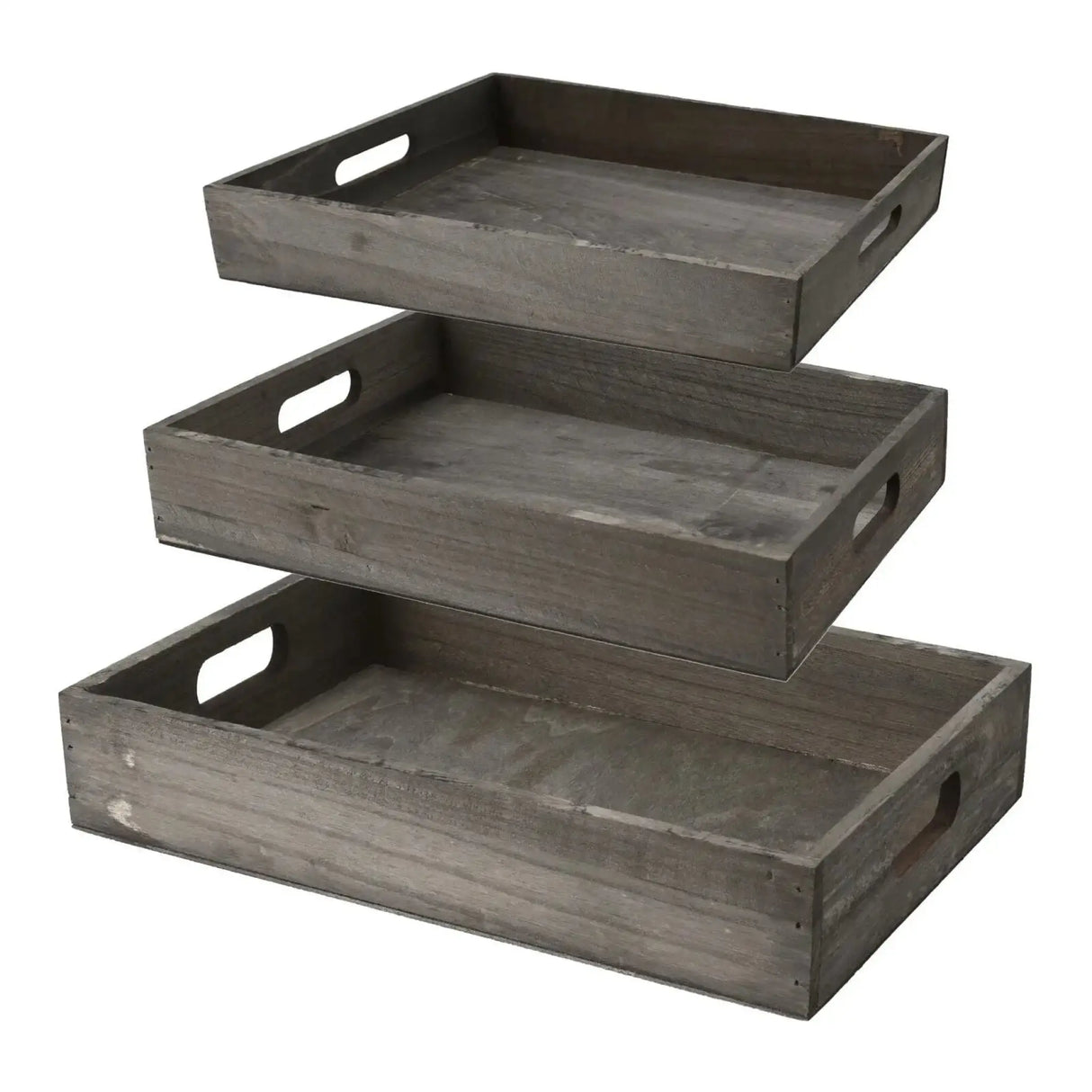 Tablett Serviertablett Dekotablett Grau Natur Holztablett Grau Groß 38x28 cm - Serviertablett
