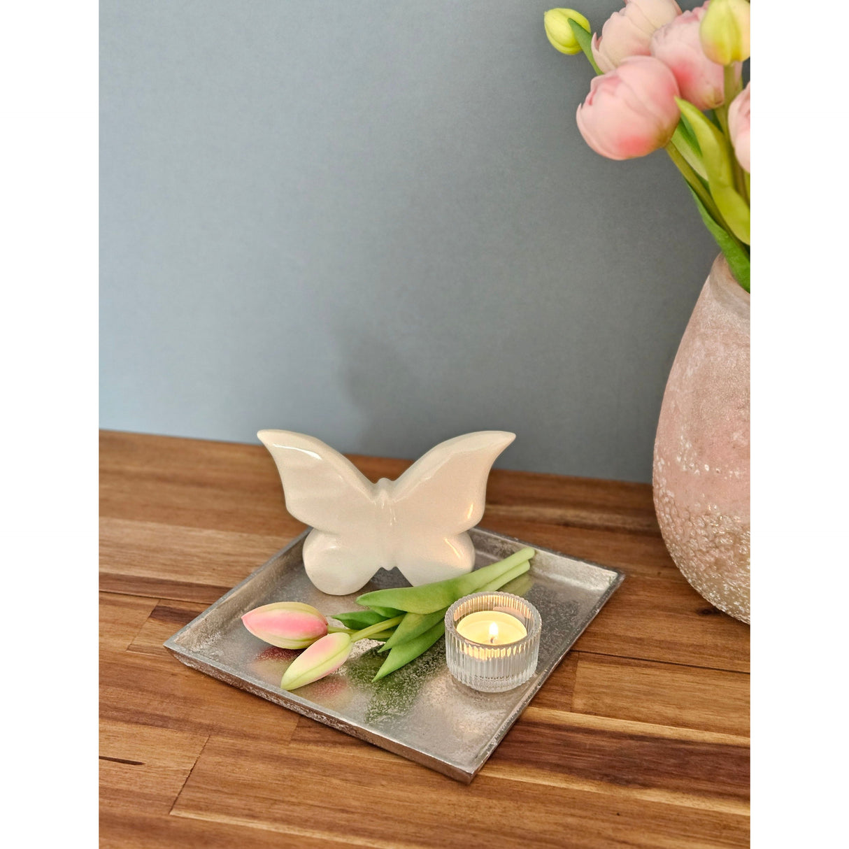 Tablett Dekoteller silber Metall massiv Tischdeko Schale Dekoschale 20x20 cm