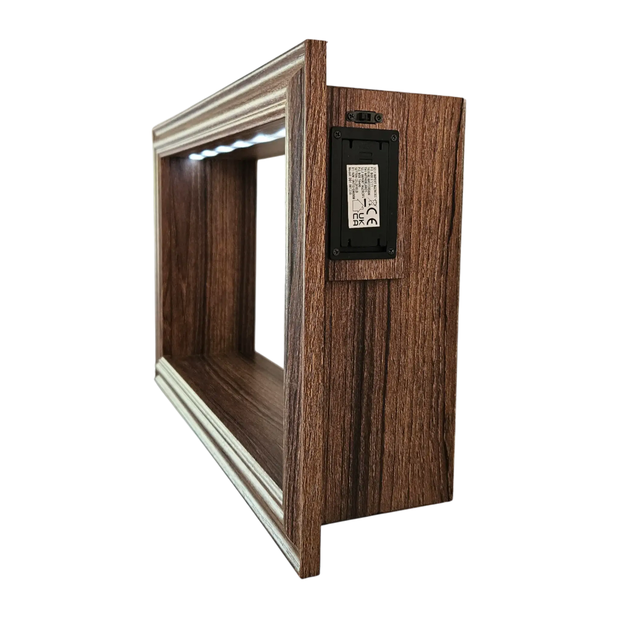 Wandregal Holzregal Dekoregal Modern mit LED 40x25 cm braun Bilderrahmen - Wandregal