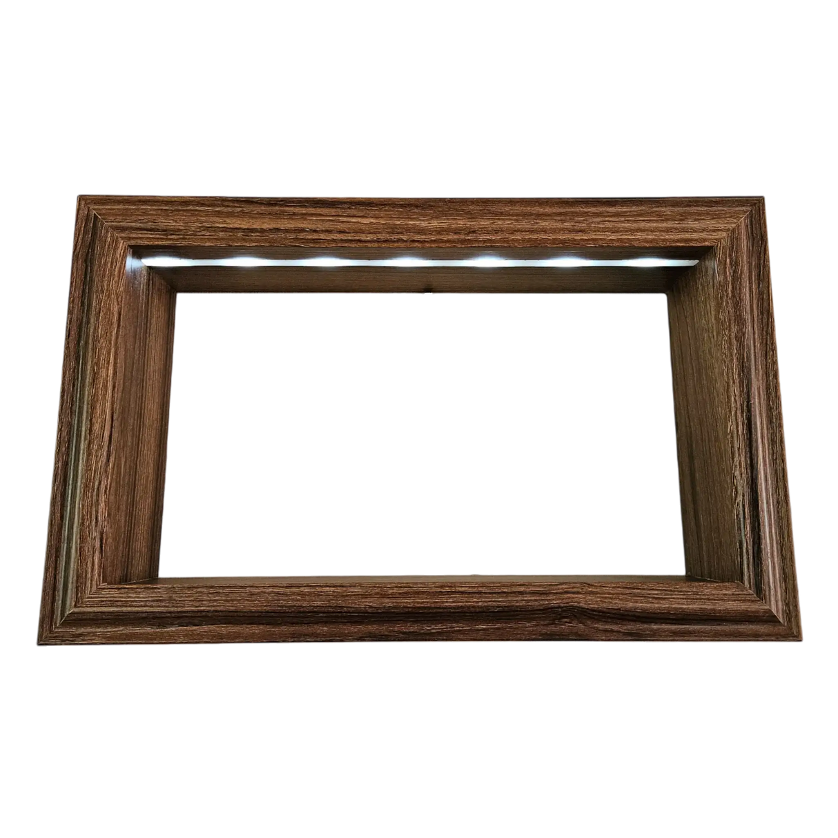 Wandregal Holzregal Dekoregal Modern mit LED 40x25 cm braun Bilderrahmen - Wandregal