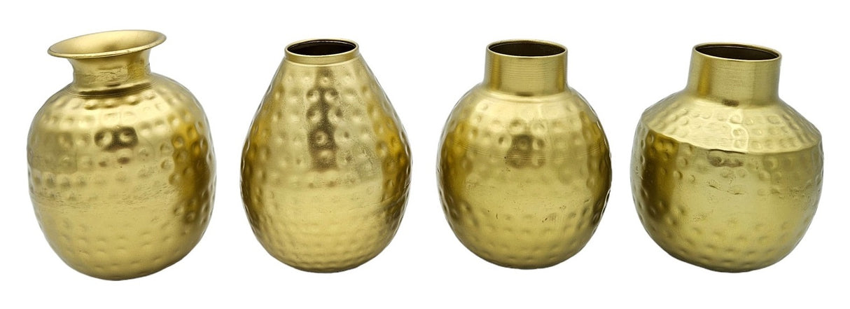 Vase Gold Metall Dekovase Blumenvase modern Hammerschlag B-WARE