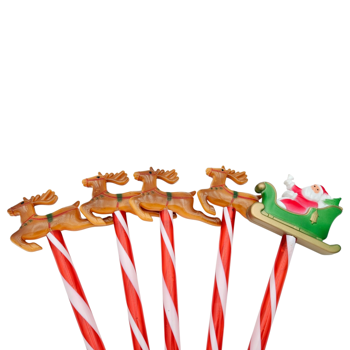 Gartenstecker Weihnachtsschlitten Weihnachtsmann Zuckerstangen Rentier Batterie