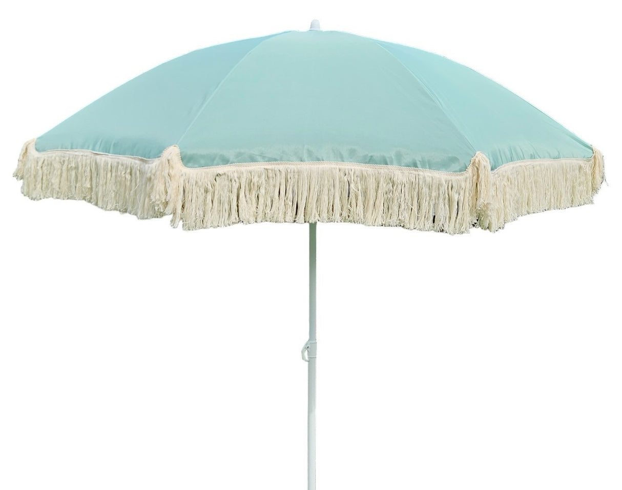 Sonnenschirm Strandschirm Schirm UV Schutz mit Fransen Tasche knickbar Ø 150 cm