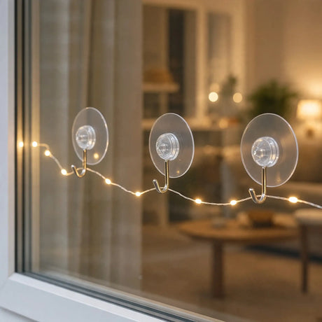 24 Saugnapfhaken Ø 4 cm – Transparent mit Metallhaken für Fenster & Deko - Saugnäpfe