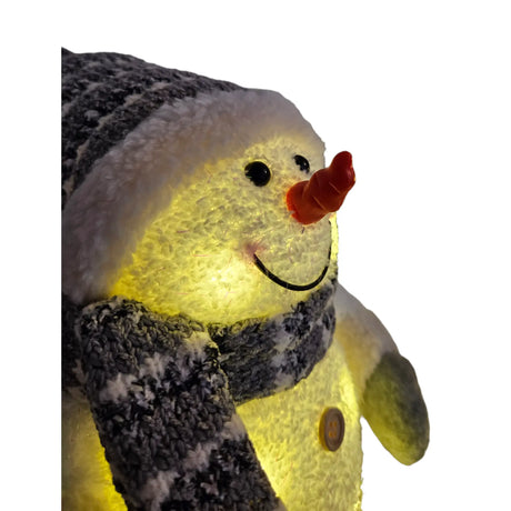2x Schneemann mit LED bunter Schal & Mütze Höhe 20 cm Beleuchtung warmweiß - Weihnachtsbeleuchtung