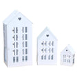 3 Laternenhäuser Windlicht Laternen Häuser Laterne Haus Metall weiß 3er SET - Windlicht Laternenhäuser