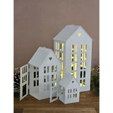 3 Laternenhäuser Windlicht Laternen Häuser Laterne Haus Metall weiß 3er SET - Windlicht Laternenhäuser