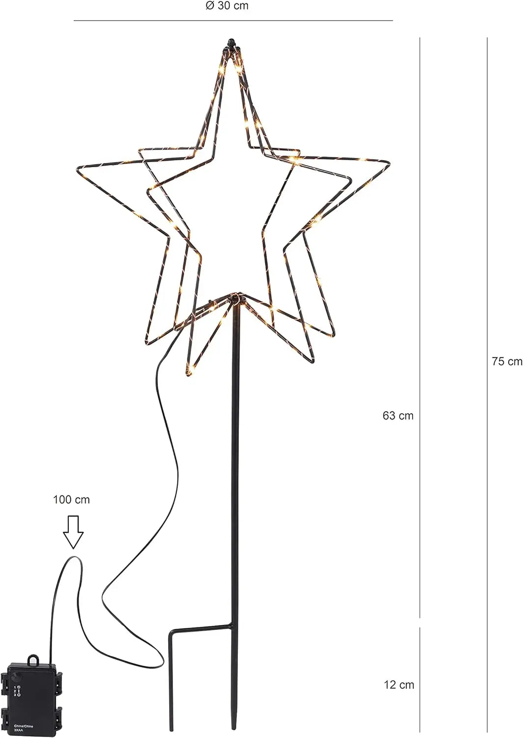 LED Gartenstecker Stern Weihnachtsbeleuchtung batteriebetrieben Timer warmweiß