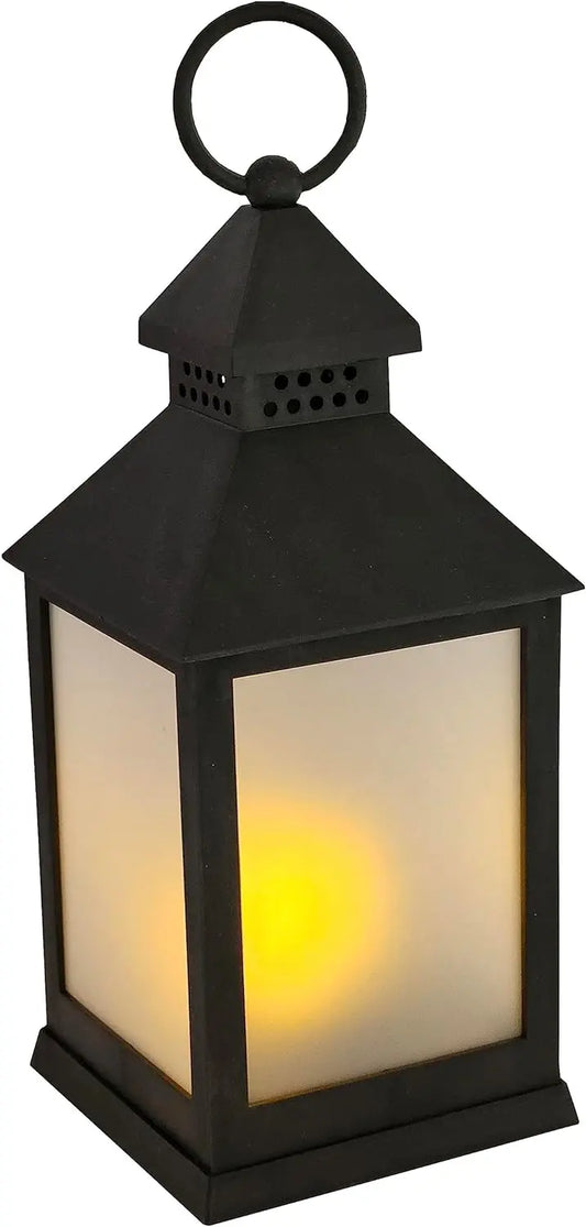 Laterne LED mit Timer batteriebetrieben flackerndes Licht Windlicht schwarz Deko