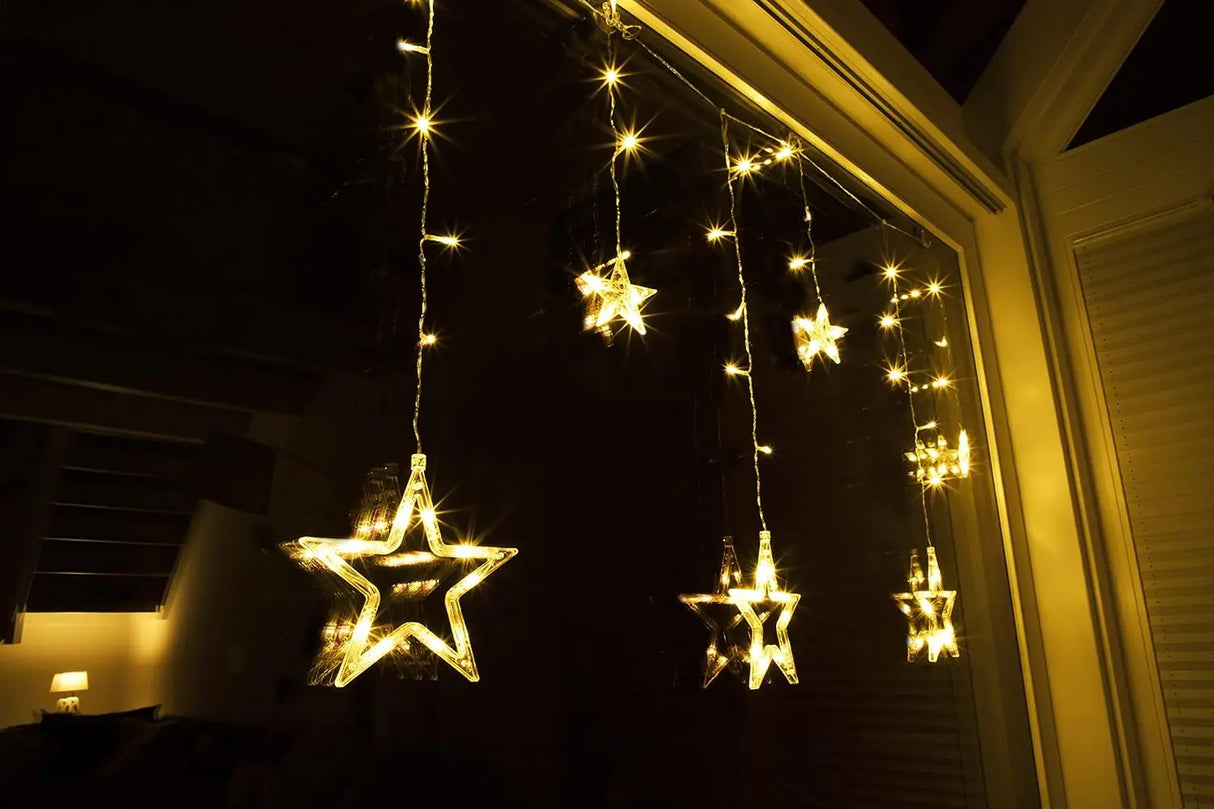 Lichterkette Sternenvorhang LED warmweiß Lichtervorhang 100x80cm Batterie Timer