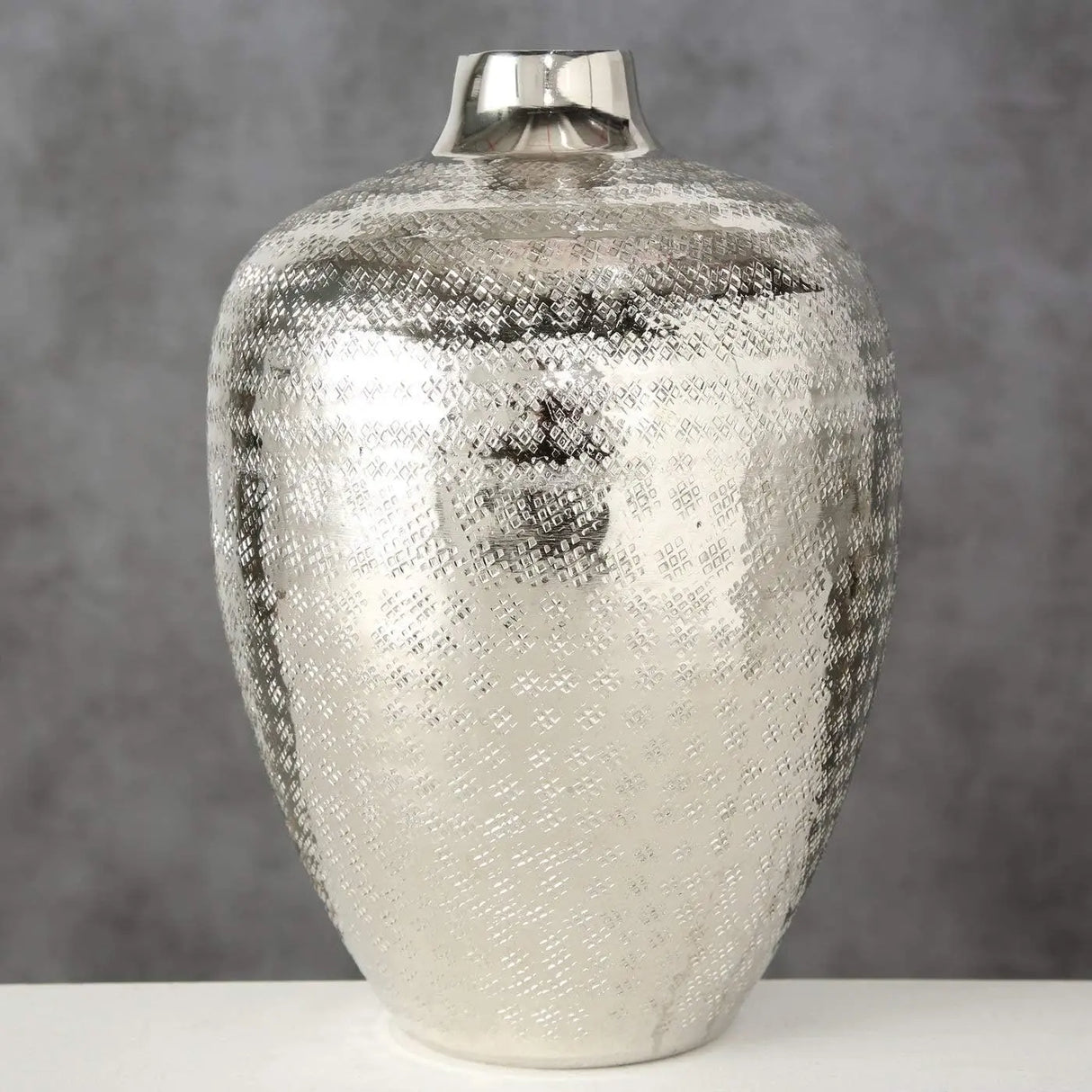 Dekovase Vase silber Metall Blumenvase Deko Tischdeko Tischvase Metallvase 25 cm
