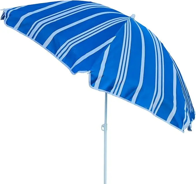 Sonnenschirm blau weiß gestreift UV-Schutz 30+ Schirm Strandschirm Ø 150 cm