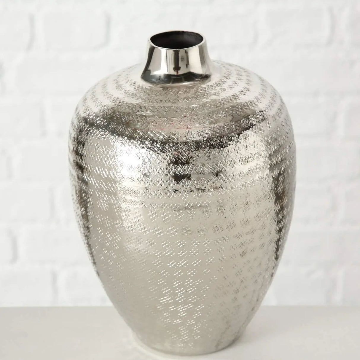 Dekovase Vase silber Metall Blumenvase Deko Tischdeko Tischvase Metallvase 25 cm
