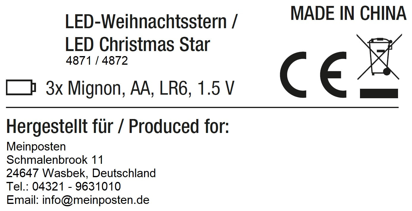 Stern Weihnachtsstern 12 LED 44cm innen außen Timer Weiß