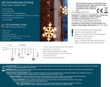 Lichterkette Lichtervorhang Schneeflocke LED Batterie Timer 210 cm Innen - außen