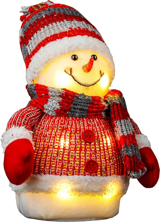 Schneemann LED Schal & Mütze Beleuchtung warmweiß Höhe 25 cm