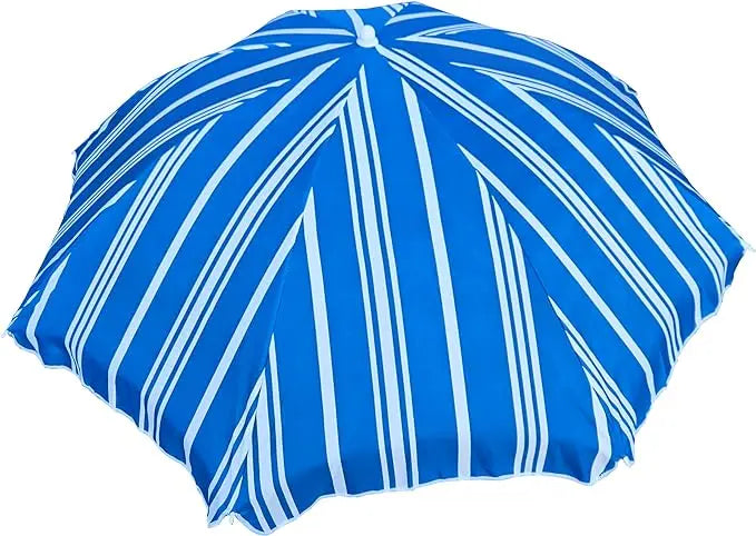 Sonnenschirm blau weiß gestreift UV-Schutz 30+ Schirm Strandschirm Ø 150 cm