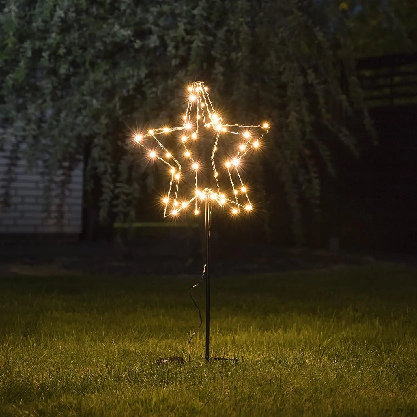 LED Gartenstecker Stern Weihnachtsbeleuchtung batteriebetrieben Timer warmweiß