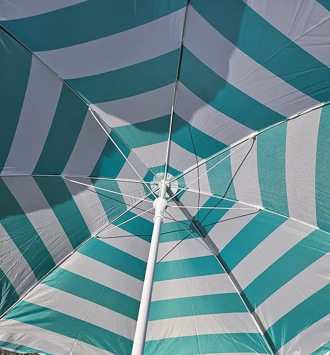 Sonnenschirm türkis weiß gestreift Schirm Strandschirm Ø 140 cm