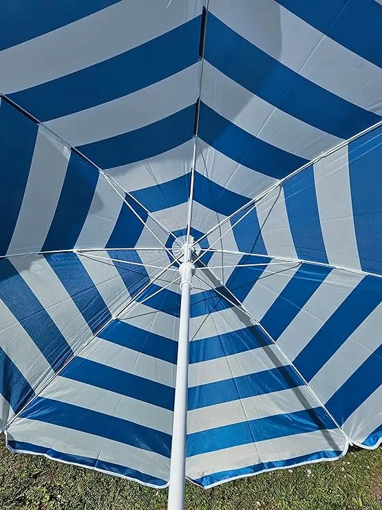 Sonnenschirm blau weiß gestreift Schirm Strandschirm Ø 140 cm