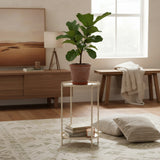 Beistelltisch rund Couchtisch Telefontisch 28x48 cm schwarz creme weiß