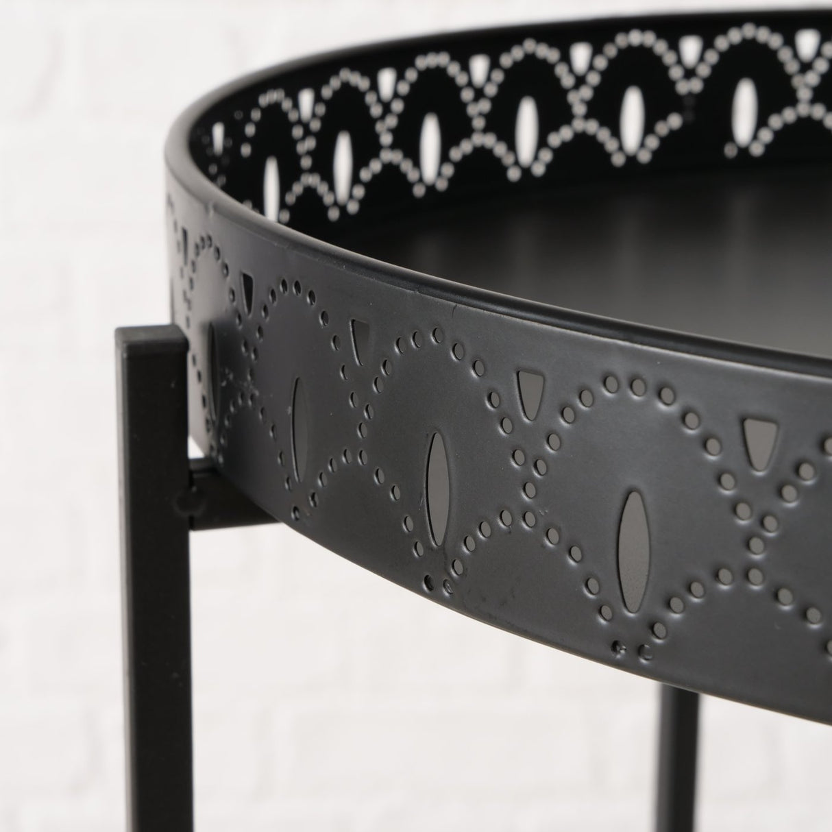 Beistelltisch Dekotisch Tabletttisch rund schwarz Metalltisch 45x40 cm