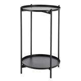 Beistelltisch rund Couchtisch Telefontisch 28x48 cm schwarz creme weiß