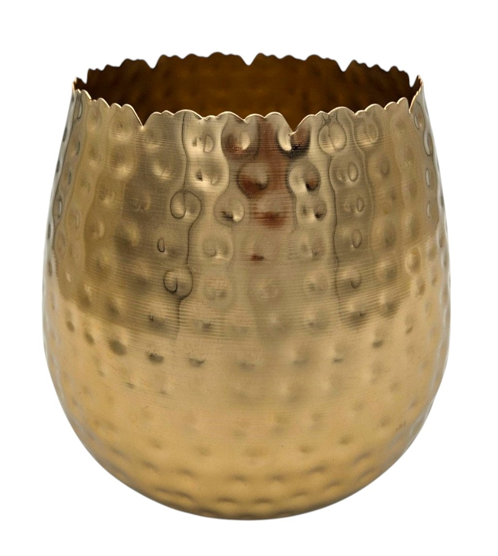 Blumentopf Übertopf Vase gold Metall Hammerschlag 18x18 cm Pflanztopf Deko