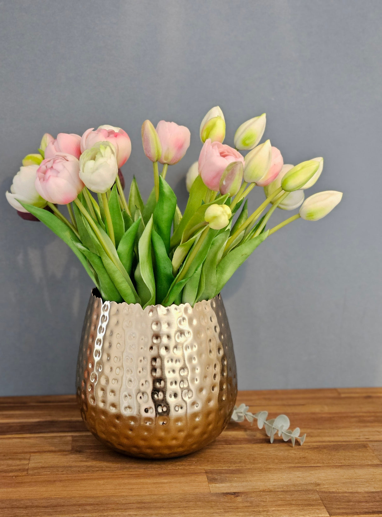 Blumentopf Übertopf Vase gold Metall Hammerschlag 18x18 cm Pflanztopf Deko