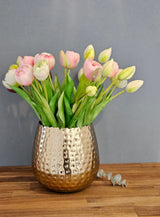 Blumentopf Übertopf Vase gold Metall Hammerschlag 18x18 cm Pflanztopf Deko