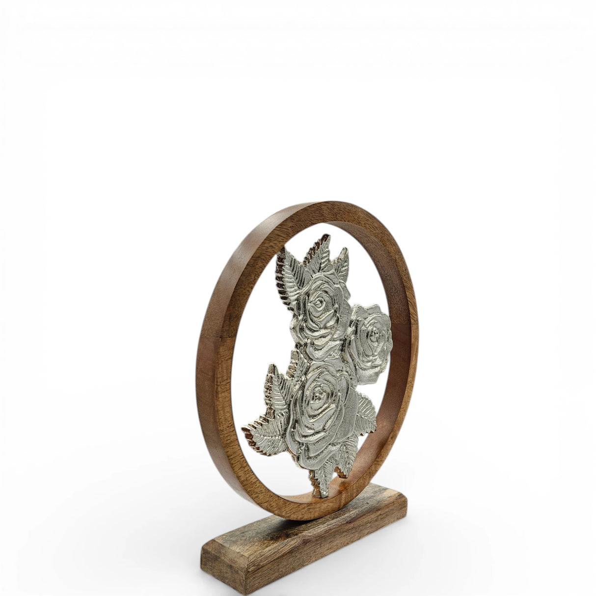 Dekoschild mit Blumen Deko Schild Aufsteller Holzschild Metall Rosen Geschenk Mangoholz