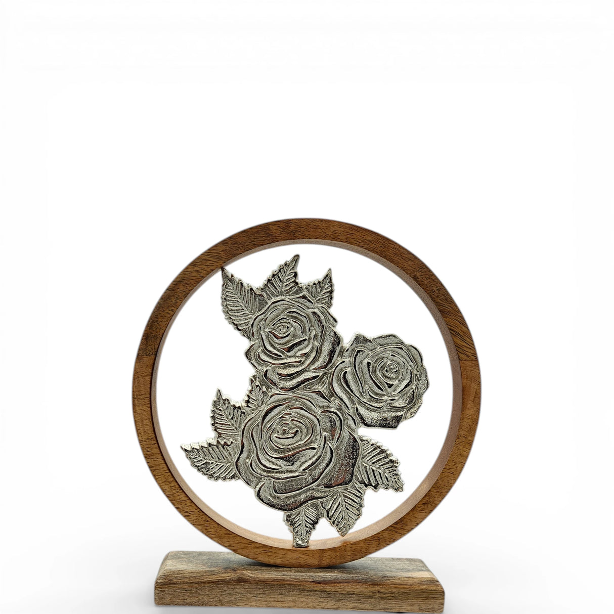 Dekoschild mit Blumen Deko Schild Aufsteller Holzschild Metall Rosen Geschenk Mangoholz