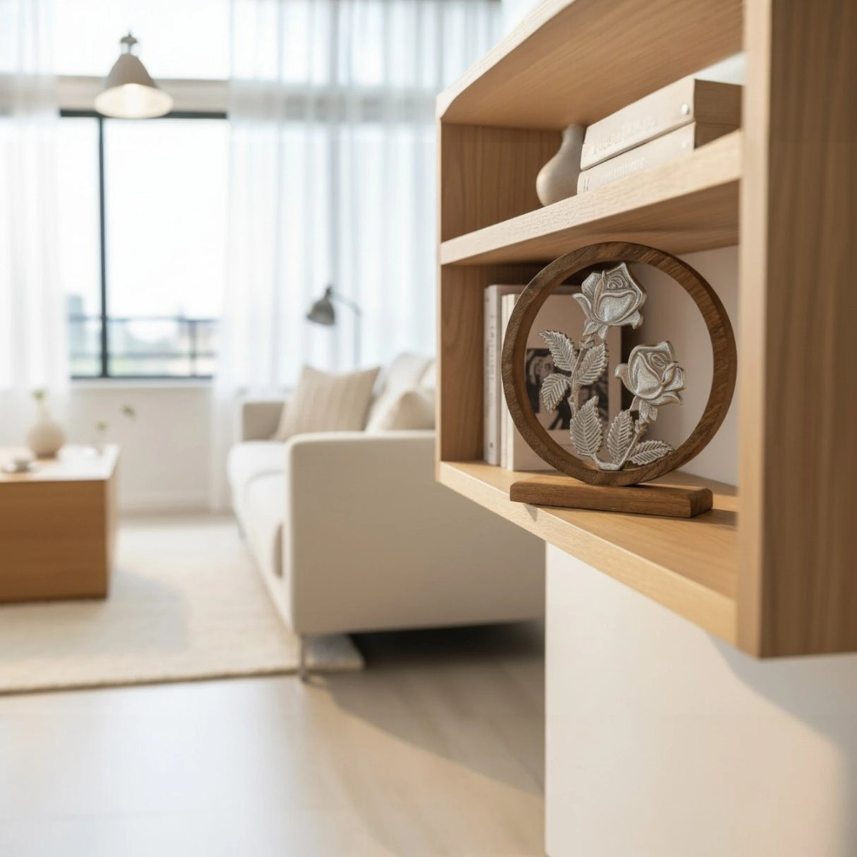 Holzschild mit Blumen Deko Schild Aufsteller Holzschild Metall Rosen Geschenk Mangoholz - Holzschild