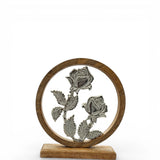 Holzschild mit Blumen Deko Schild Aufsteller Holzschild Metall Rosen Geschenk Mangoholz - Holzschild