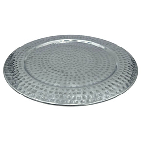 Dekoteller Kerzentablett Metallteller XXL 45 cm Hammerschlag silber Dekoschale - Dekoschale