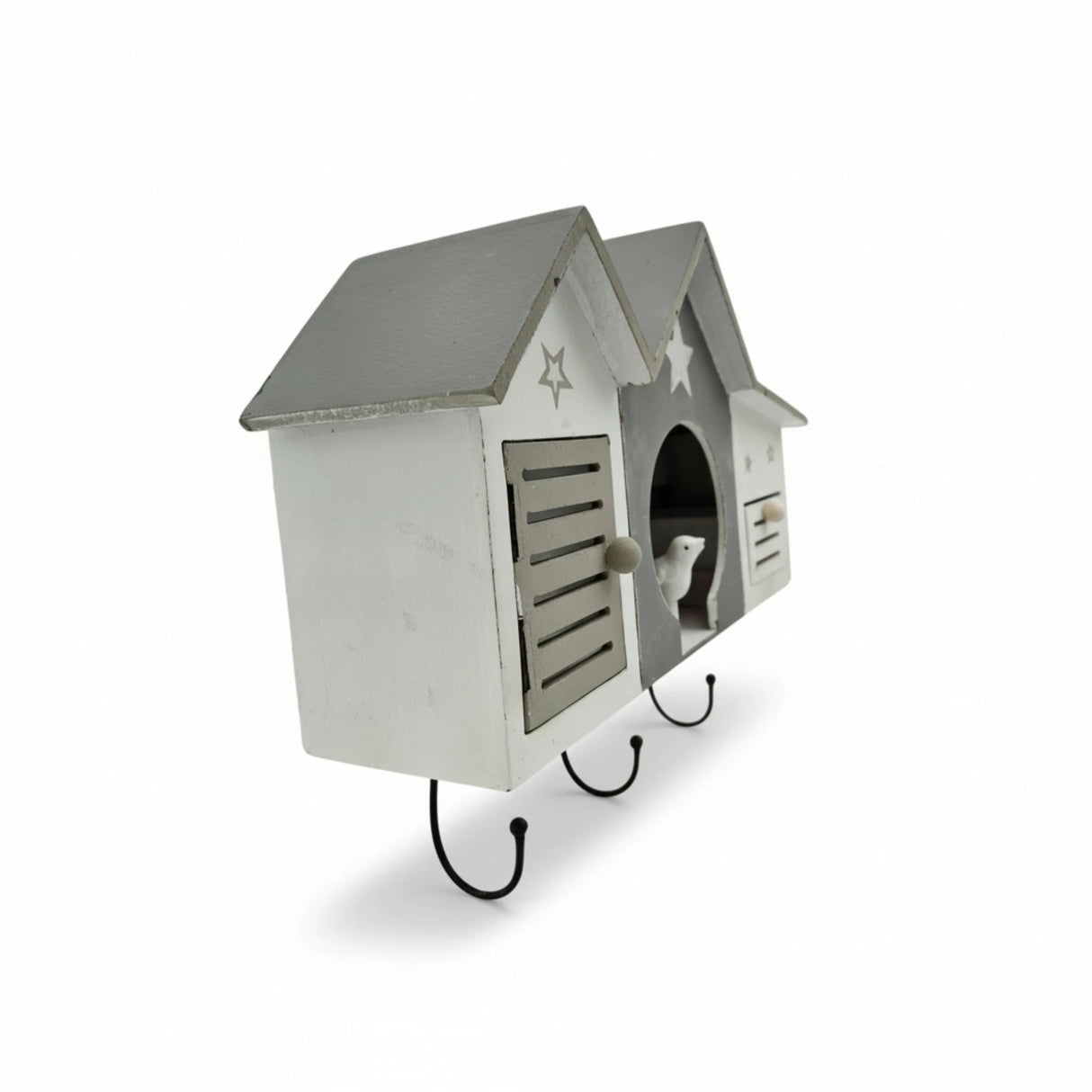 Wandgarderobe weiß Shabby Landhaus – 3 Haken 1 Schublade Haus & Stern Flurgarderobe - Garderobe