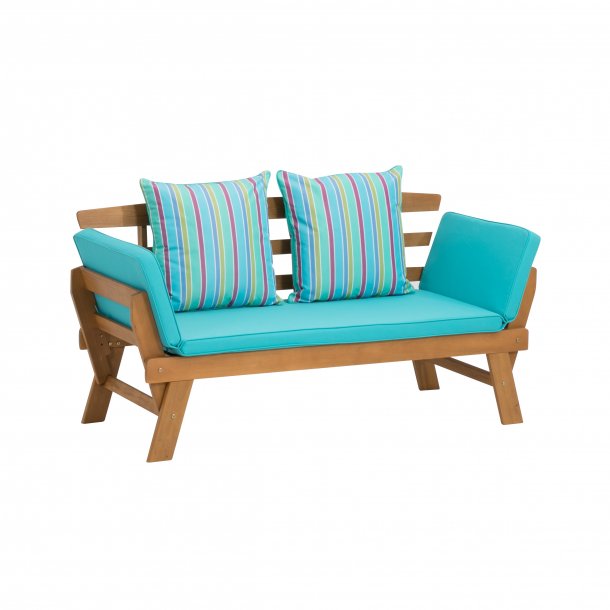 Garden bench Borkum acacia including cushion multifunctional bench wooden bench